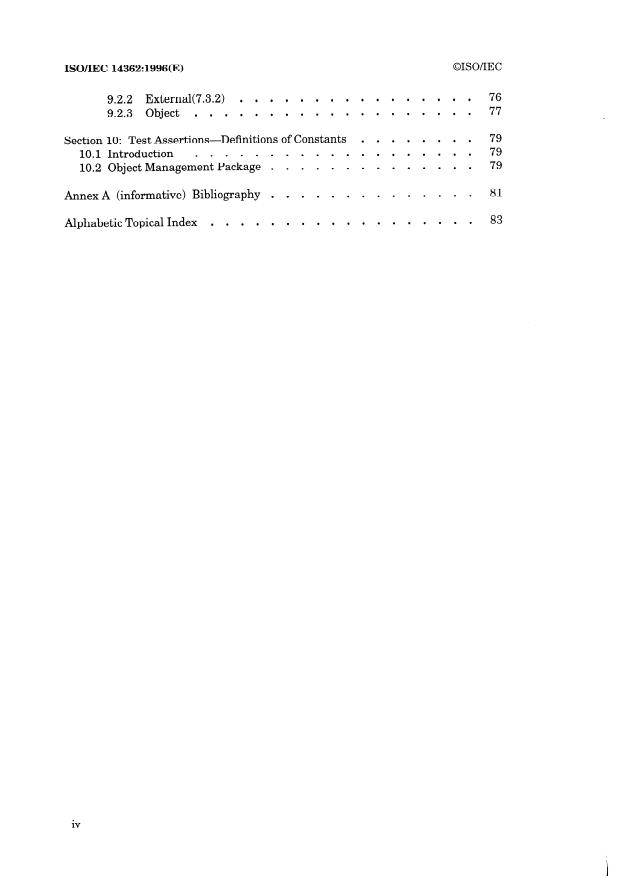 ISO/IEC 14362:1996 ISO/IEC 14362:1996 - Information technology -- Test methods for measuring conformance to Open Systems Interconnection (OSI) abstract data manipulation -- Application Program Interface (API) (Language independent) - Page 4 preview