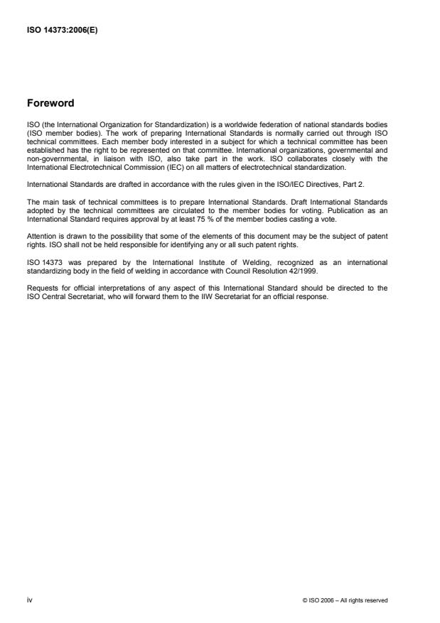 ISO 14373:2006 ISO 14373:2006 - Resistance welding -- Procedure for spot welding of uncoated and coated low carbon steels - Page 4 preview