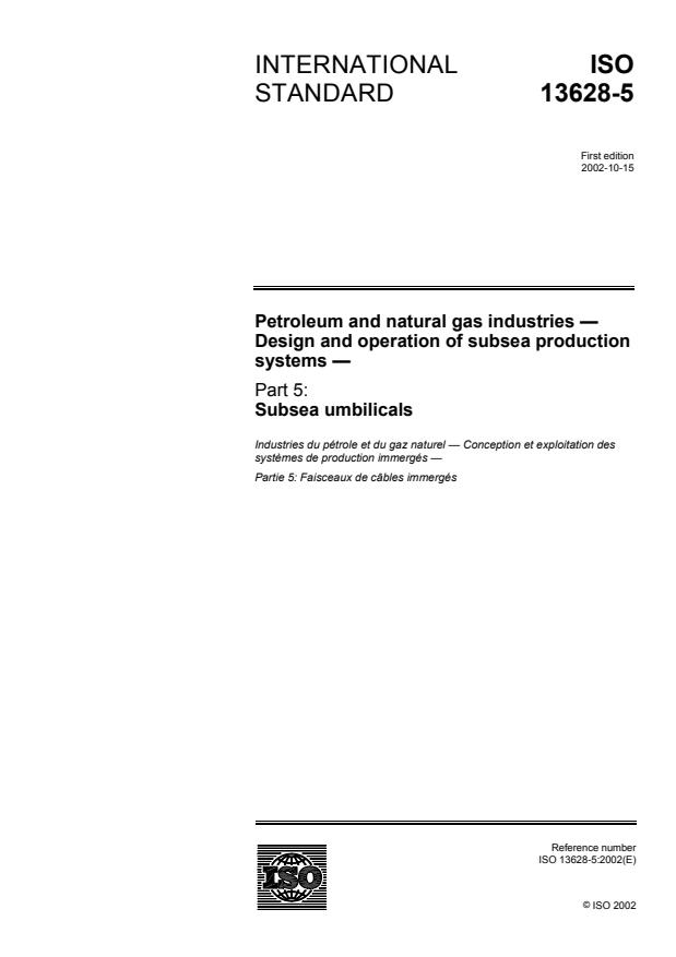 ISO 13628-5:2002 - Petroleum and natural gas industries -- Design and operation of subsea production systems