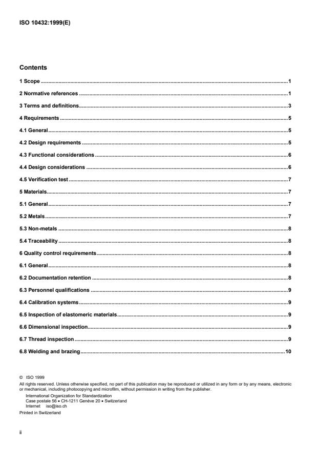 ISO 10432:1999 ISO 10432:1999 - Petroleum and natural gas industries -- Downhole equipment -- Subsurface safety valve equipment - Page 2 preview