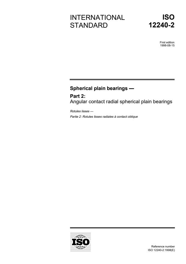 ISO 12240-2:1998 - Spherical plain bearings