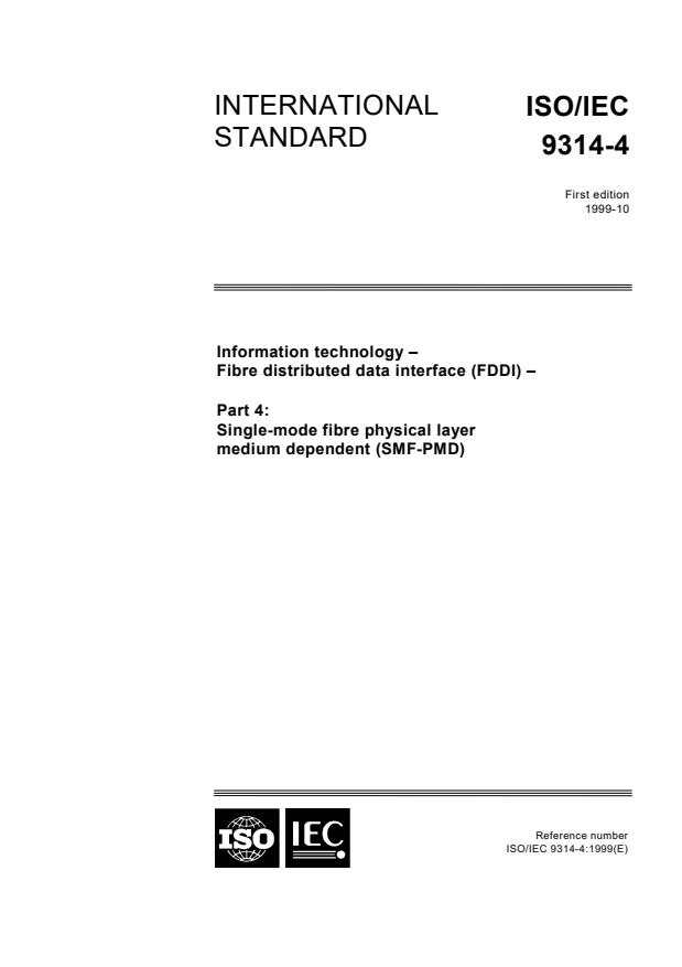 ISO/IEC 9314-4:1999 - Information technology -- Fibre Distributed Data Interface (FDDI)