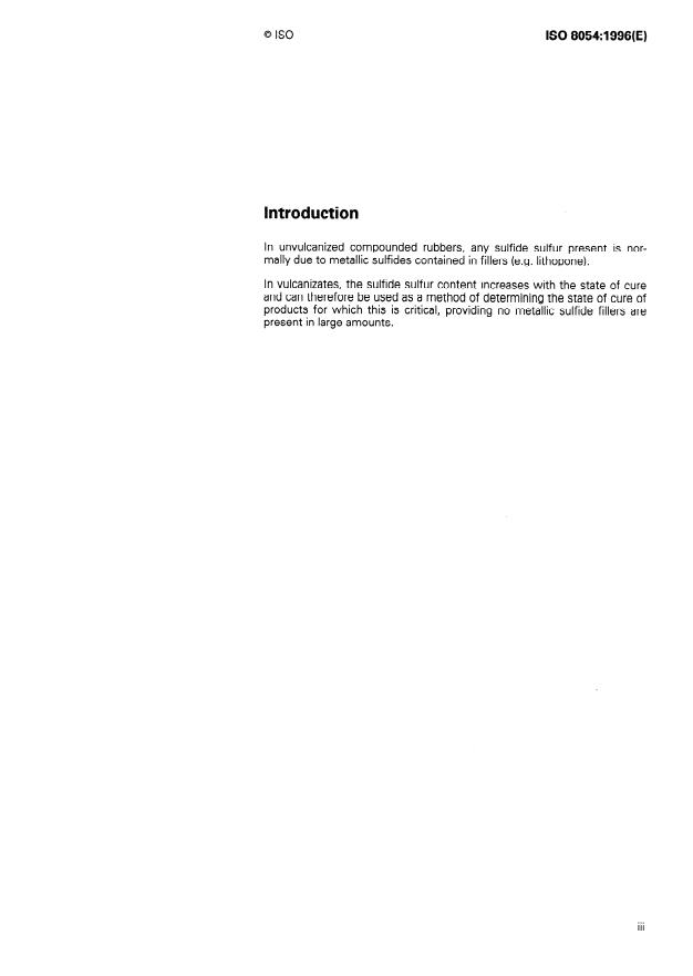 ISO 8054:1996 - Rubber, compounded or vulcanized -- Determination of sulfide sulfur content -- Iodometric method