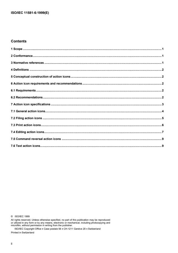 ISO/IEC 11581-6:1999 ISO/IEC 11581-6:1999 - Information technology -- User system interfaces and symbols -- Icon symbols and functions - Page 2 preview