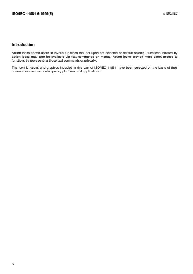 ISO/IEC 11581-6:1999 ISO/IEC 11581-6:1999 - Information technology -- User system interfaces and symbols -- Icon symbols and functions - Page 4 preview