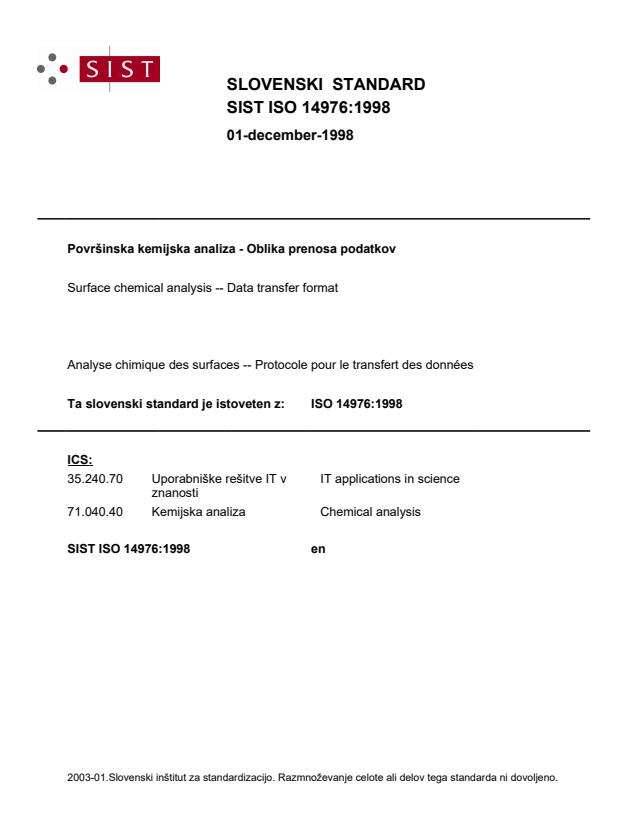 ISO 14976:1998 - osnova ISO: popravljena verzija iz leta 1999