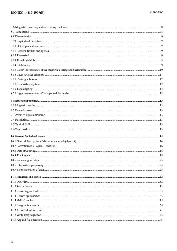 ISO/IEC 14417:1999 ISO/IEC 14417:1999 - Information technology -- Data recording format DD-1 for magnetic tape cassette conforming to IEC 1016 - Page 4 preview