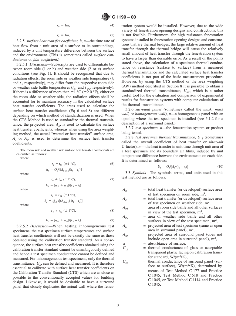 ASTM C1199-00 - Standard Test Method for Measuring the Steady-State Thermal Transmittance of Fenestration Systems Using Hot Box Methods