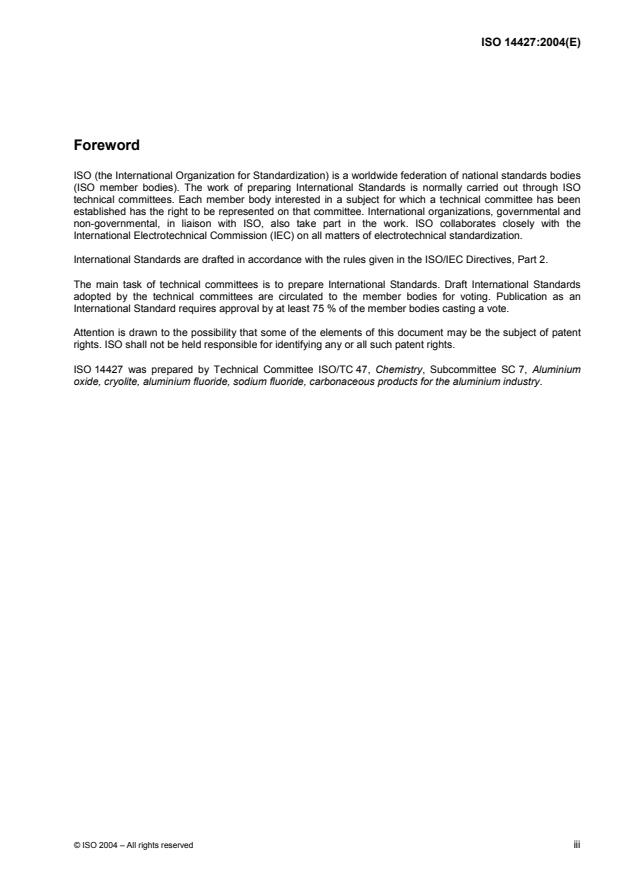 ISO 14427:2004 - Carbonaceous materials used in the production of aluminium -- Cold and tepid ramming pastes -- Preparation of unbaked test specimens and determination of apparent density after compaction