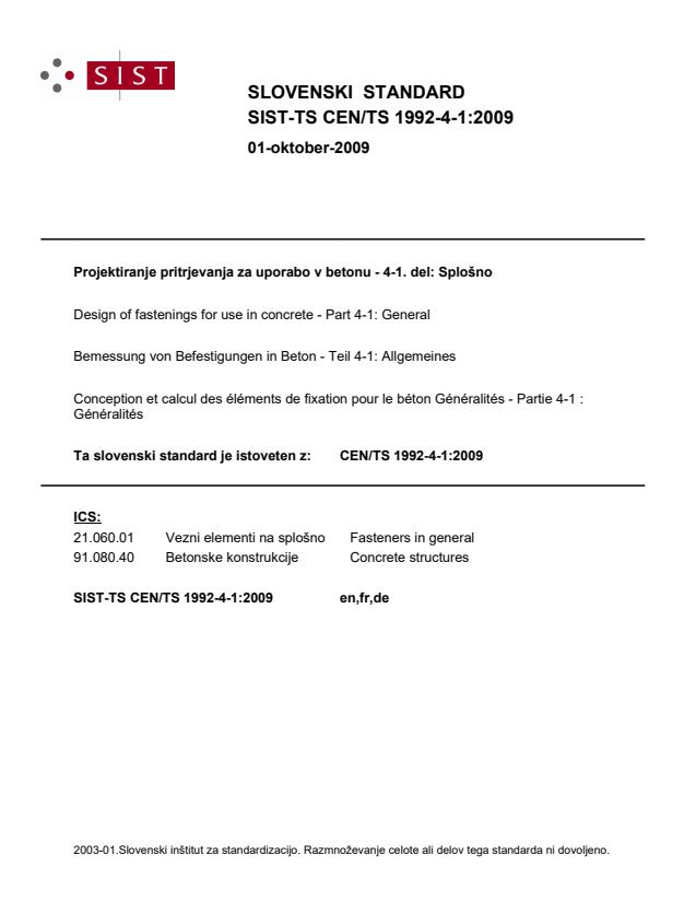 TS CEN/TS 1992-4-1:2009