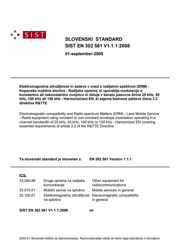 EN 302 561 V1.1.1:2008
