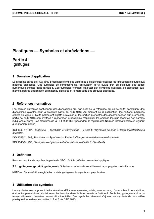 ISO 1043-4:1998 - Plastiques -- Symboles et abréviations