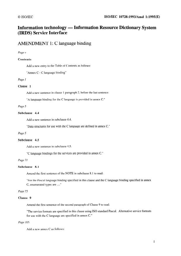 ISO/IEC 10728:1993/Amd 1:1995 - C language binding