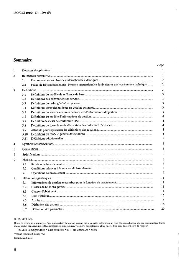 ISO/IEC 10164-17:1996 ISO/IEC 10164-17:1996 - Technologies de l'information -- Interconnexion de systemes ouverts (OSI) -- Gestion-systemes: Fonction de basculement - Page 2 preview