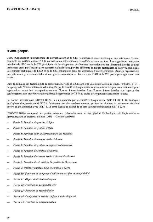 ISO/IEC 10164-17:1996 ISO/IEC 10164-17:1996 - Technologies de l'information -- Interconnexion de systemes ouverts (OSI) -- Gestion-systemes: Fonction de basculement - Page 4 preview