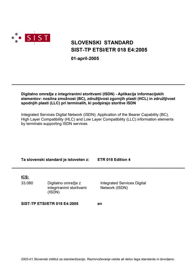TP ETSI/ETR 018 E4:2005