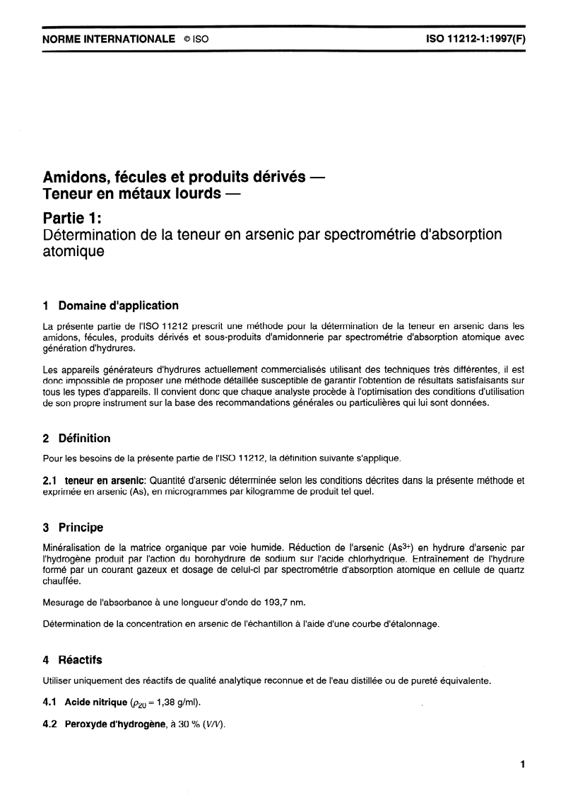 ISO 11212-1:1997 - Amidons, fécules et produits dérivés — Teneur en métaux lourds — Partie 1: Détermination de la teneur en arsenic par spectrométrie d'absorption atomique
Released:3/13/1997