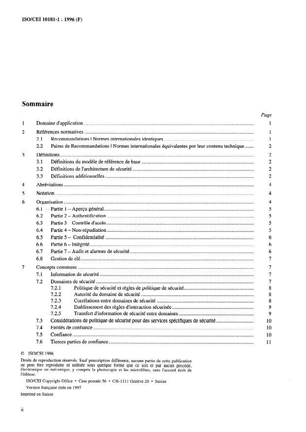 ISO/IEC 10181-1:1996 ISO/IEC 10181-1:1996 - Technologies de l'information -- Interconnexion de systemes ouverts (OSI) -- Cadres de sécurité pour les systemes ouverts: Aperçu - Page 2 preview