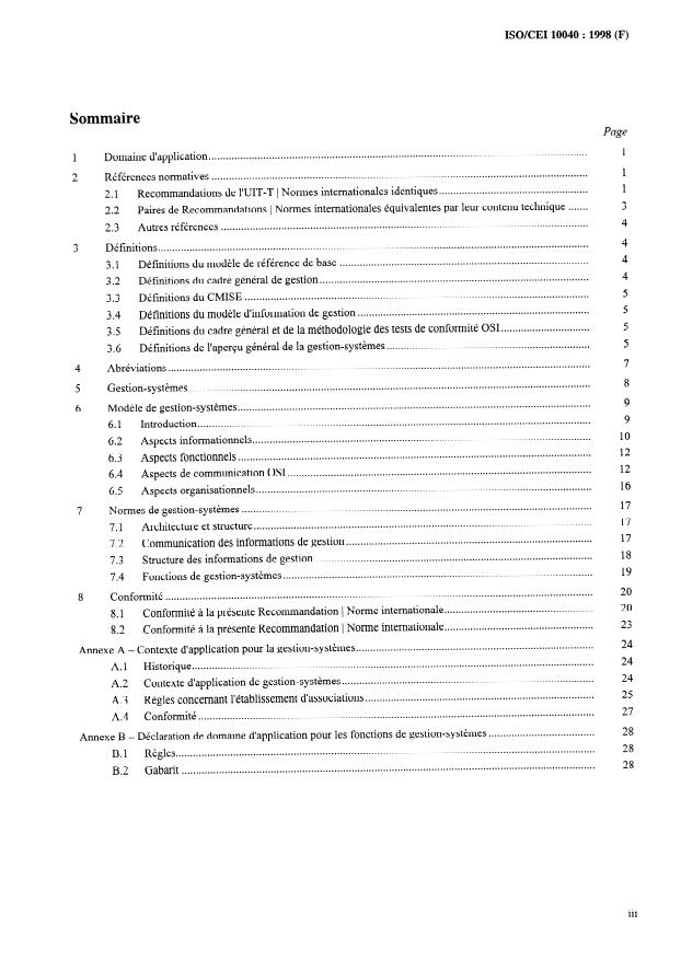 ISO/IEC 10040:1998 ISO/IEC 10040:1998 - Technologies de l'information -- Interconnexion de systemes ouverts (OSI) -- Aperçu général de la gestion-systemes - Page 3 preview