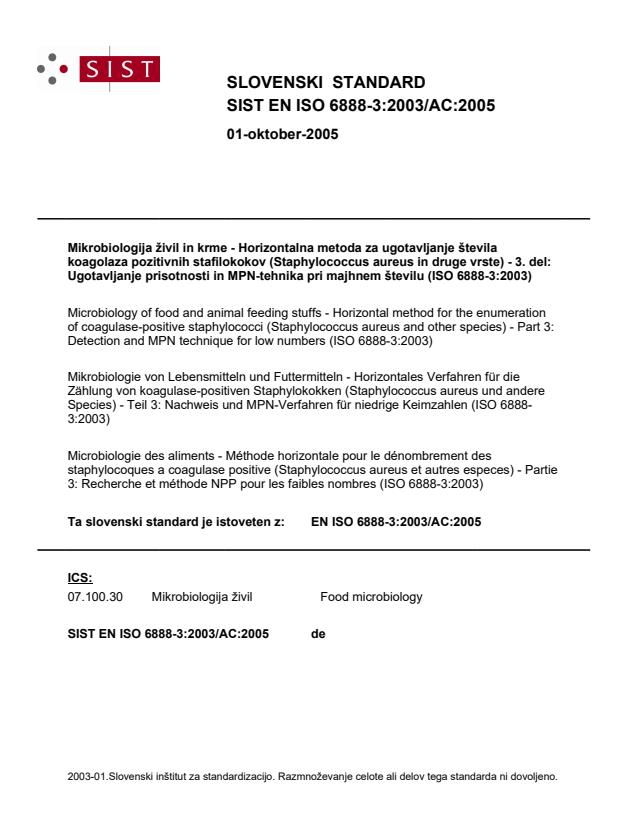 EN ISO 6888-3:2003/AC:2005