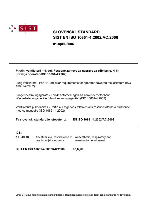 EN ISO 10651-4:2002/AC:2006
