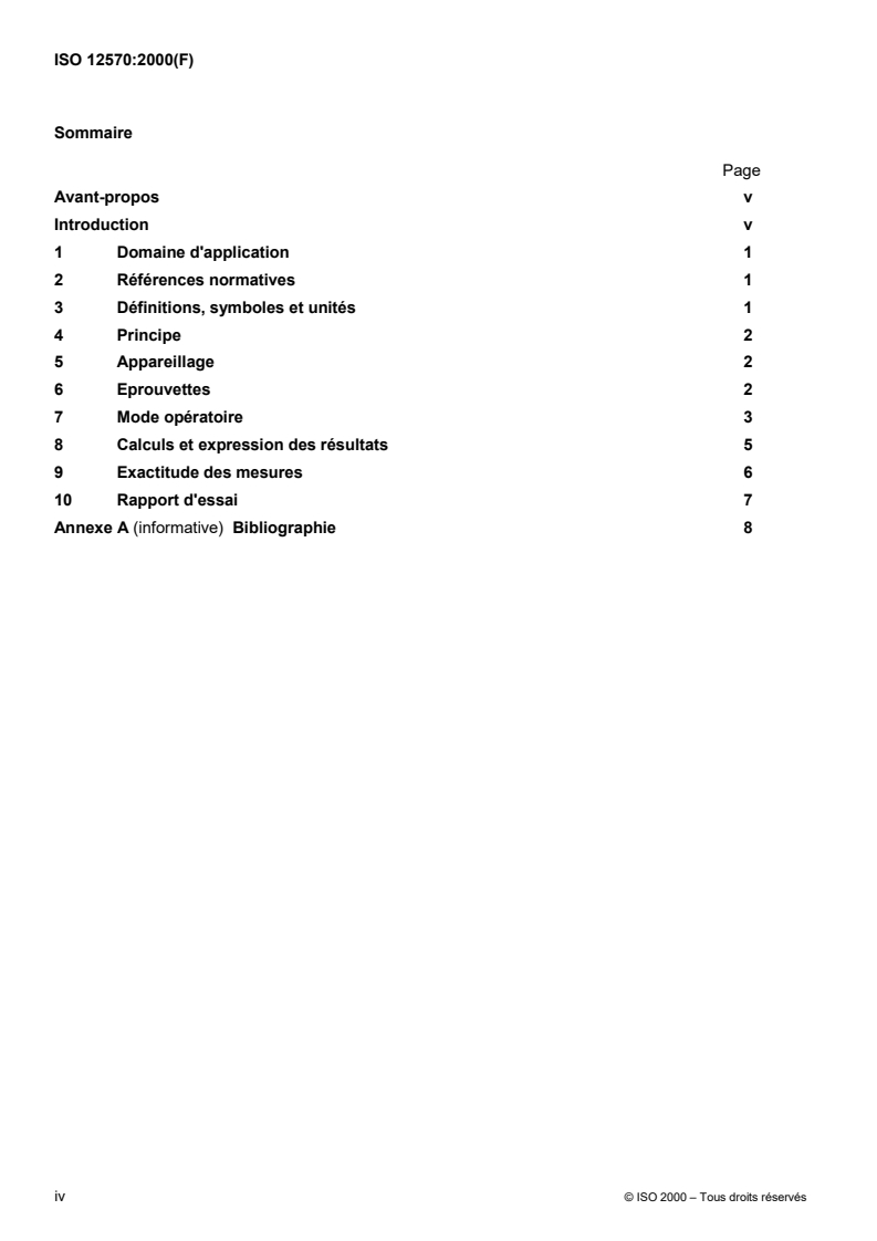 ISO 12570:2000 ISO 12570:2000 - Performance hygrothermique des matériaux et produits pour le bâtiment — Détermination du taux d'humidité par séchage à chaud
Released:9. 03. 2000 - Page 4 preview