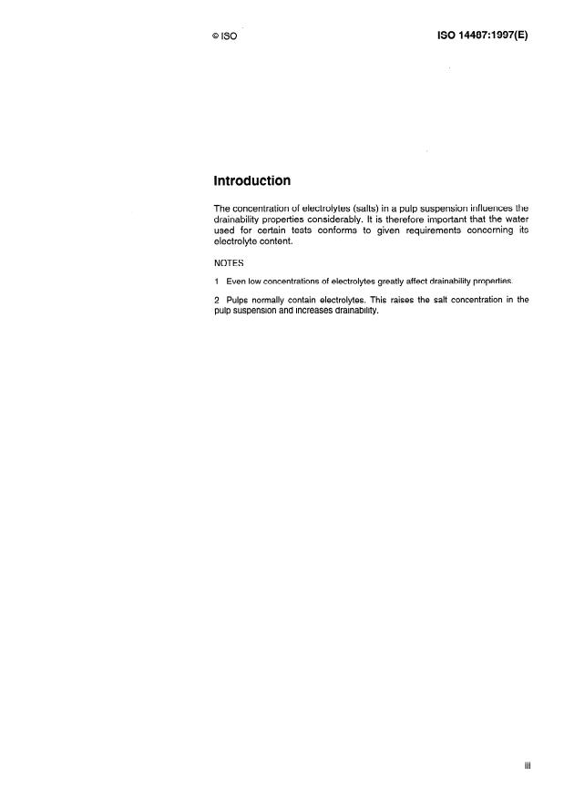 ISO 14487:1997 - Pulps -- Standard water for physical testing