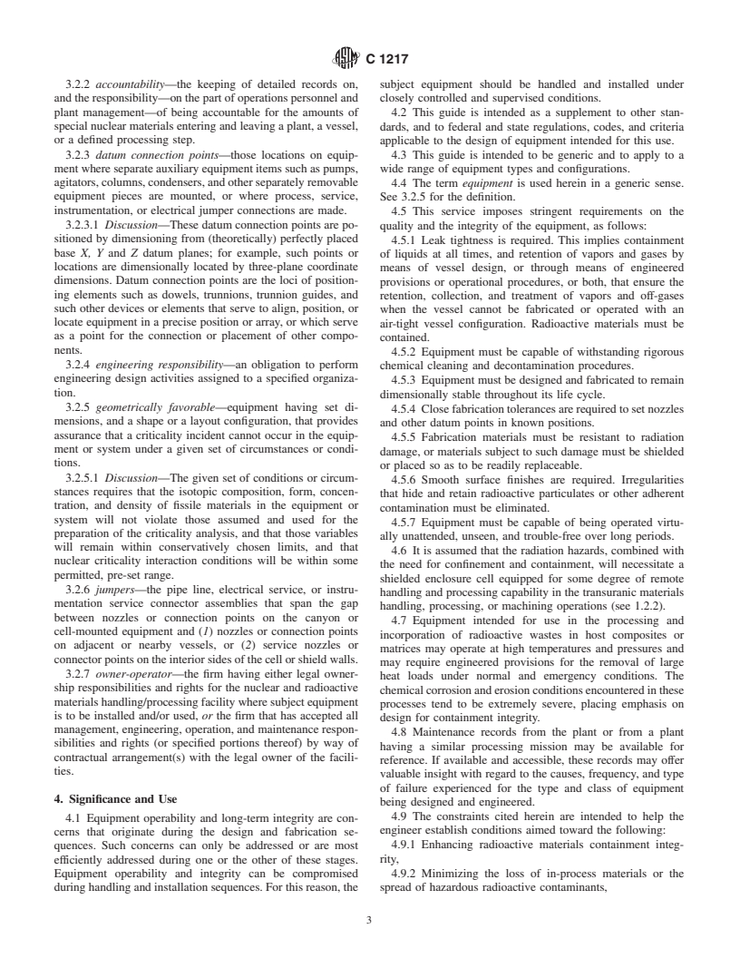 ASTM C1217-00 - Standard Guide for Design of Equipment for Processing Nuclear and Radioactive Materials