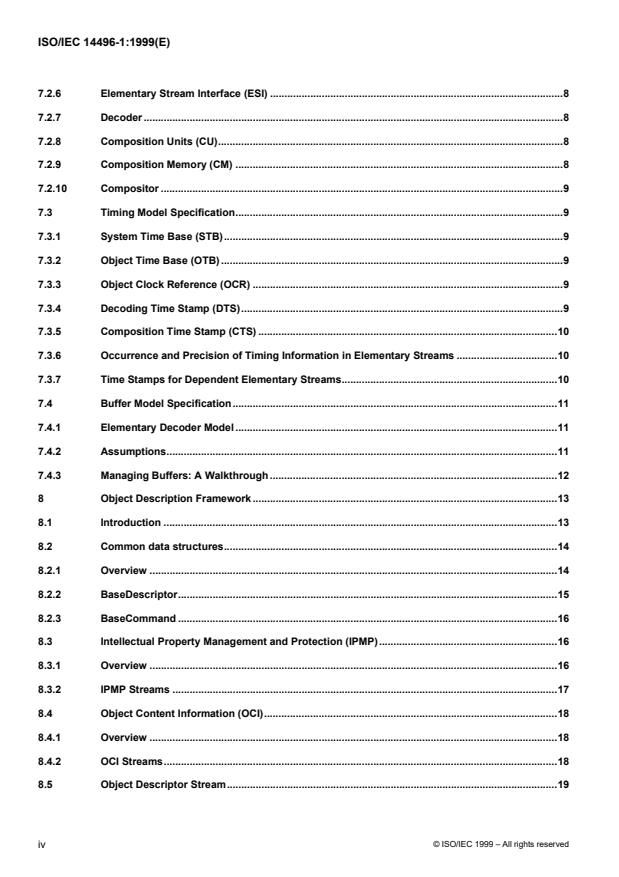 ISO/IEC 14496-1:1999 ISO/IEC 14496-1:1999 - Information technology -- Coding of audio-visual objects - Page 4 preview