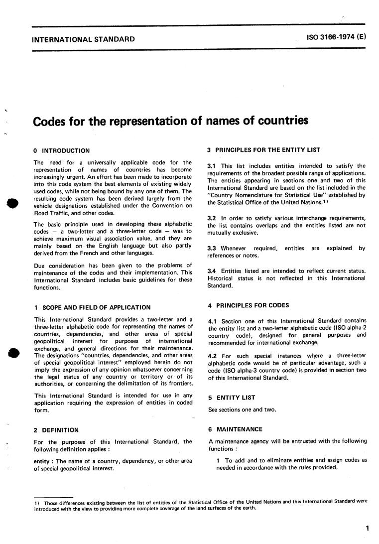 ISO 3166:1974 - Title missing - Legacy paper document
Released:1/1/1974
