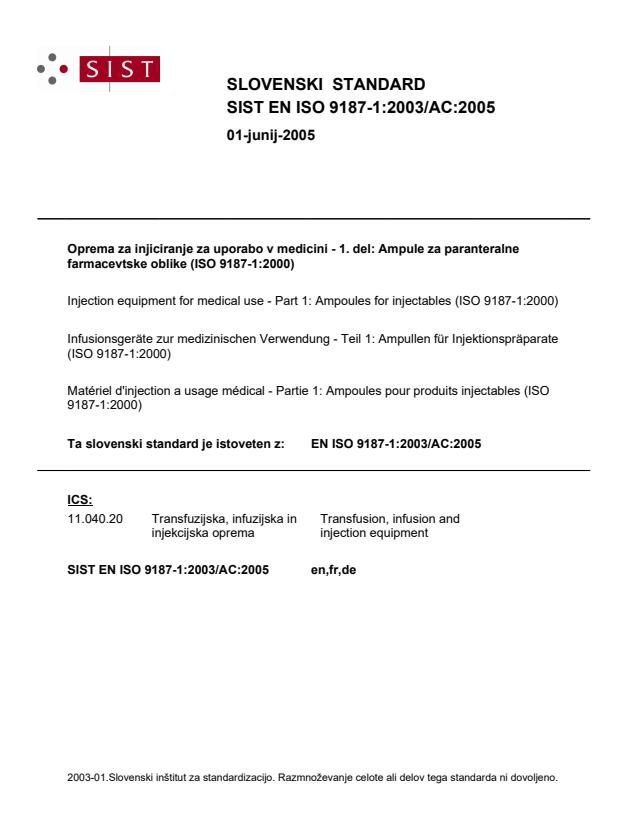 EN ISO 9187-1:2003/AC:2005