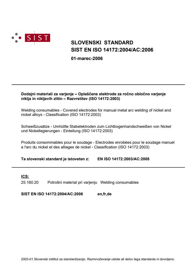 EN ISO 14172:2004/AC:2006