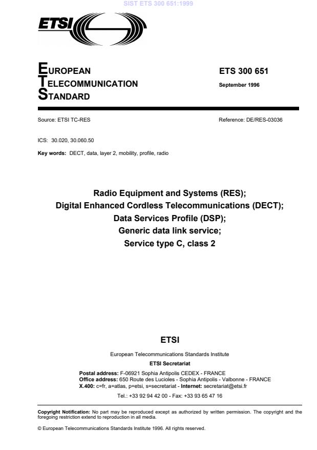 ETS 300 651:1999