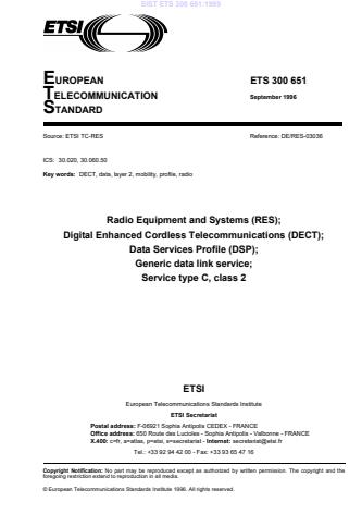 P ETS 300 651:1999
