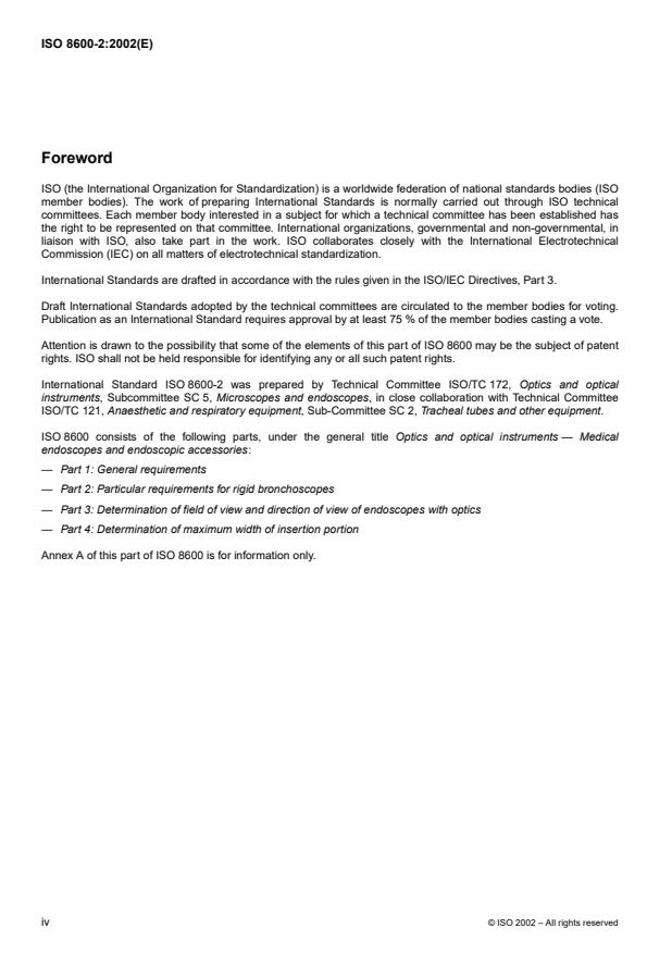 ISO 8600-2:2002 ISO 8600-2:2002 - Optics and optical instruments -- Medical endoscopes and endoscopic accessories - Page 4 preview