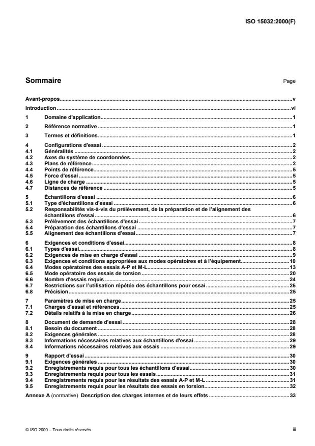 ISO 15032:2000 - Protheses -- Essais portant sur la structure des protheses de hanche