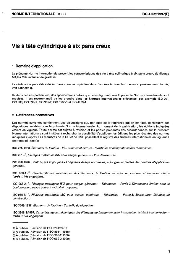 ISO 4762:1997 - Vis a tete cylindrique a six pans creux