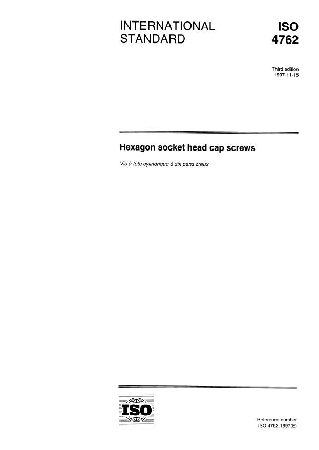 ISO 4762:1997 - Hexagon socket head cap screws
