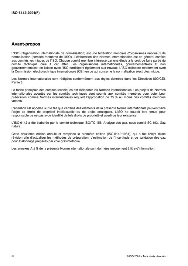 ISO 6142:2001 ISO 6142:2001 - Analyse des gaz -- Préparation des mélanges de gaz pour étalonnage -- Méthode gravimétrique - Page 4 preview