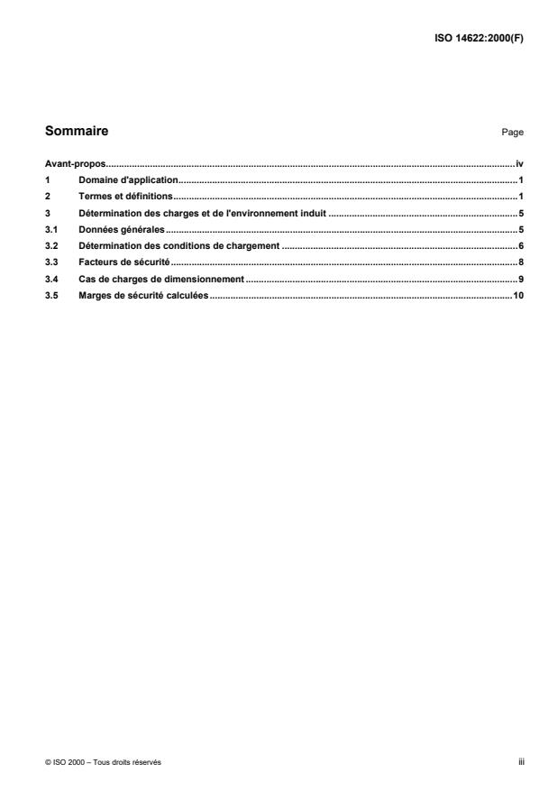 ISO 14622:2000 - Systemes spatiaux -- Conception des structures -- Charges et environnement induit