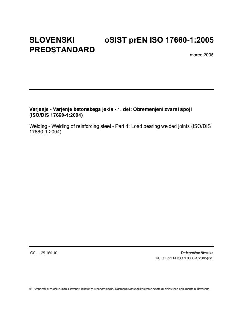 prEN ISO 17660-1:2005