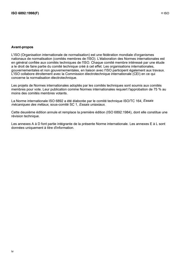 ISO 6892:1998 ISO 6892:1998 - Matériaux métalliques -- Essai de traction a température ambiante - Page 4 preview