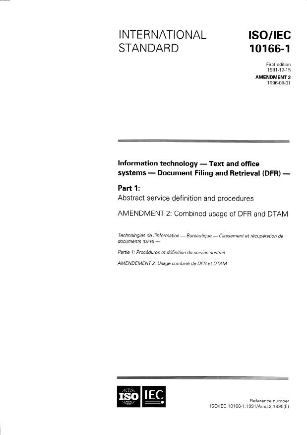 ISO/IEC 10166-1:1991/Amd 2:1996 - Combined usage of DFR and DTAM