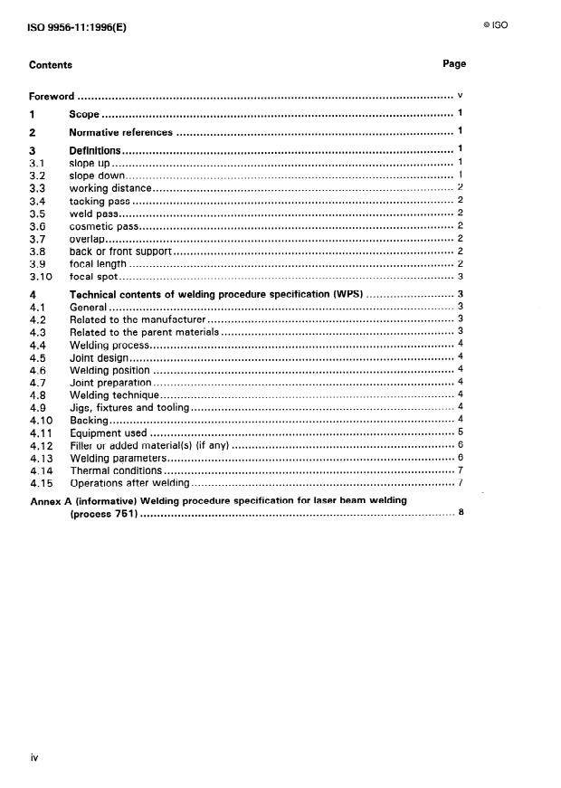 ISO 9956-11:1996 ISO 9956-11:1996 - Specification and approval of welding procedures for metallic materials - Page 4 preview