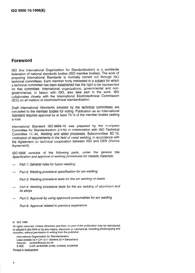 ISO 9956-10:1996 ISO 9956-10:1996 - Specification and approval of welding procedures for metallic materials - Page 2 preview