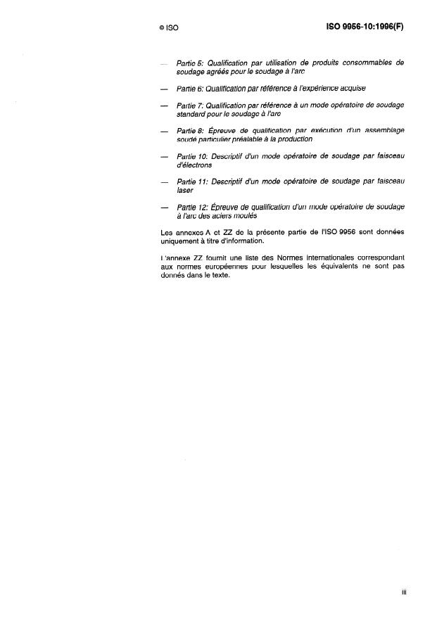 ISO 9956-10:1996 - Descriptif et qualification d'un mode opératoire de soudage pour les matériaux métalliques