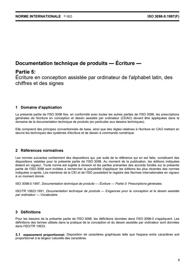 ISO 3098-5:1997 - Documentation technique de produits -- Écriture