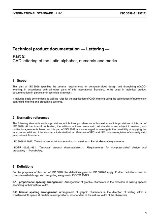 ISO 3098-5:1997 - Technical product documentation -- Lettering