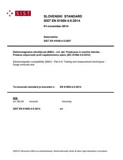EN 61000-4-5:2014 EN 61000-4-5:2014 - BARVE - Page 1 preview