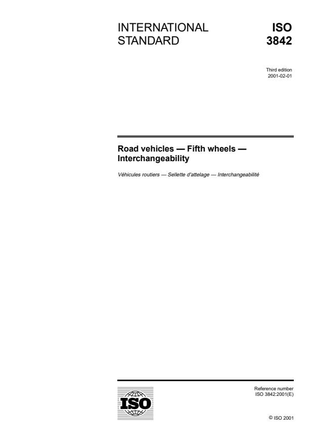 ISO 3842:2001 - Road vehicles -- Fifth wheels -- Interchangeability